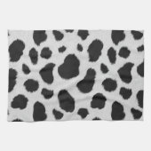 黒と白の牛の斑点は毛皮のテクスチャをパターン キッチンタオル (横)