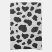 黒と白の牛の斑点は毛皮のテクスチャをパターン キッチンタオル (縦)