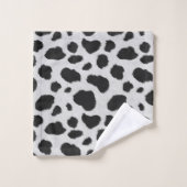 黒と白の牛の斑点は毛皮のテクスチャをパターン バスタオルセット (ウォッシュタオル)