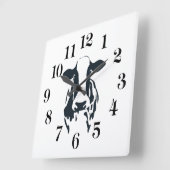 黒と白の牛の時計 スクエア壁時計 (傾斜)