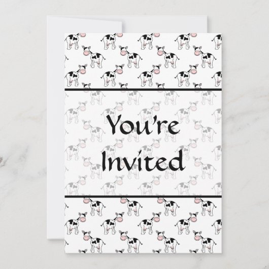 黒と白の牛の模様 招待状 (正面)