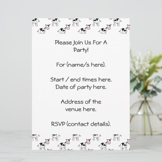 黒と白の牛の模様。 招待状 (スタンド正面)