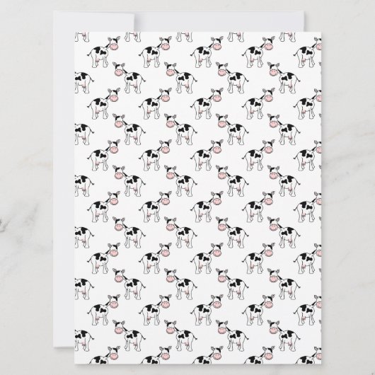 黒と白の牛の模様。 招待状 (裏面)