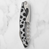 黒と白の牛の毛皮のパターンの背景 ソムリエナイフ (裏面)