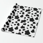 黒と白の牛の毛皮、アニマルプリント、スポットパターン ラッピングペーパー (アンロールド)
