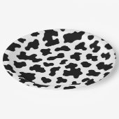 黒と白の牛の皮のプリントを使った誕生日パーティー ペーパープレート (アングル)