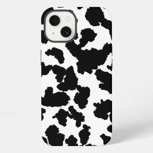 黒と白の牛の革の毛皮 iPhoneケース (裏面)