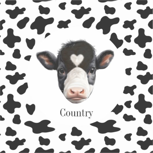 黒と白の牛の顔 シール (正面)