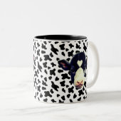 黒と白の牛の顔 ツートーンマグカップ (正面右)