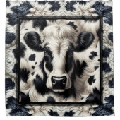 黒と白の牛牛牛革の毛皮の毛皮の外観 シャワーカーテン (正面)