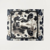 黒と白の牛牛牛革の毛皮の毛皮の外観 タペストリー (正面(横))