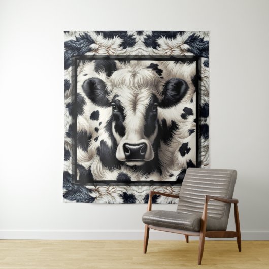 黒と白の牛牛牛革の毛皮の毛皮の外観 タペストリー (インサイチュ)