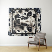 黒と白の牛牛牛革の毛皮の毛皮の外観 タペストリー (インサイチュ(横))