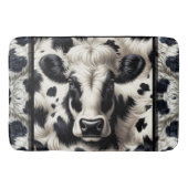 黒と白の牛牛牛革の毛皮の毛皮の外観 バスマット (正面)