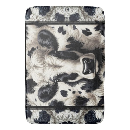 黒と白の牛牛牛革の毛皮の毛皮の外観 バスマット (正面縦)