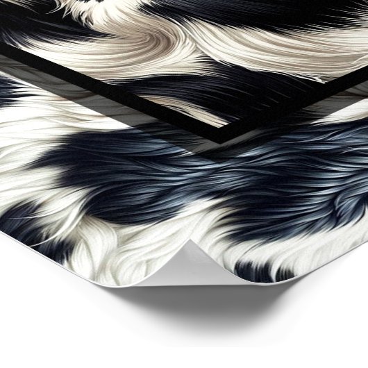 黒と白の牛牛牛革の毛皮の毛皮の外観 ポスター (角)