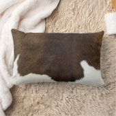 黒と白の牛革 ランバークッション (ブランケット)