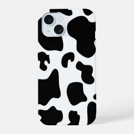黒と白の牛 iPhone 15ケース (裏面)