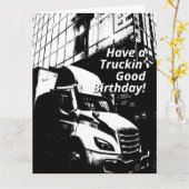 黒と白の特性トラック誕生日 カード (黄色い花)