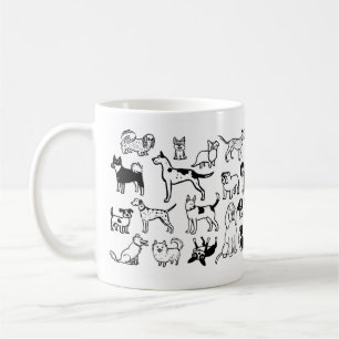 黒と白の犬のパターン カッコいい Inuge Lover's コーヒーマグカップ