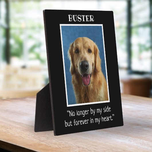 黒と白の犬のペットメモリアルフォトキープセイク フォトプラーク