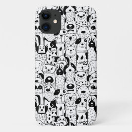 黒と白の犬の群れ スマホケース iPhone 11 ケース