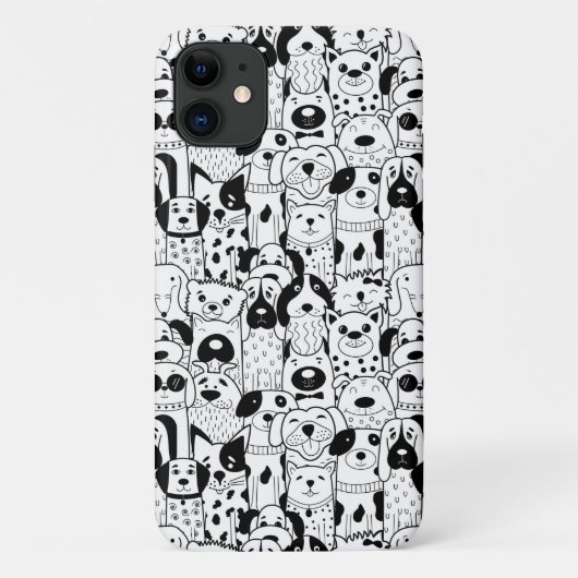 黒と白の犬の群れ スマホケース Case-Mate iPhoneケース (裏面)