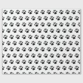 黒と白の犬の足跡柄 ラッピングペーパー (フラット)