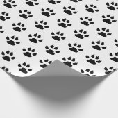黒と白の犬の足跡柄 ラッピングペーパー (角)