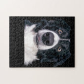 黒と白の犬の顔 ジグソーパズル (横)