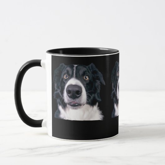 黒と白の犬の顔 マグカップ (左)