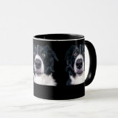 黒と白の犬の顔 マグカップ (正面右)