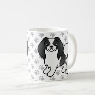 黒と白の狆のキャロットドッグと肉球 コーヒーマグカップ