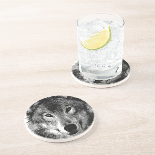 黒と白の狼の目 コースター (側面)