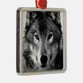 黒と白の狼の目 メタルオーナメント (右)