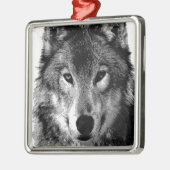 黒と白の狼の目 メタルオーナメント (左)