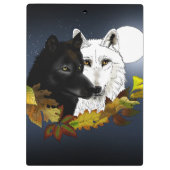 黒と白の狼 月夜の紅葉 クリップボード (裏面)