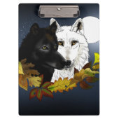 黒と白の狼 月夜の紅葉 クリップボード (正面)