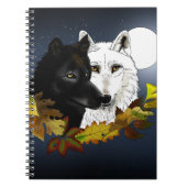黒と白の狼 月夜の紅葉 ノートブック (正面)