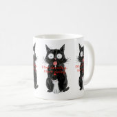黒と白の猫のエプロン 可愛い コーヒーマグカップ (正面右)