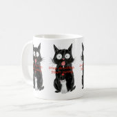 黒と白の猫のエプロン 可愛い コーヒーマグカップ (正面左)