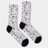 黒と白の猫のパターンが可愛い猫好きのためのグッズ ソックス (右)