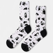 黒と白の猫のパターンが可愛い猫好きのためのグッズ ソックス (左)