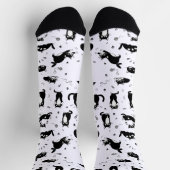 黒と白の猫のパターンが可愛い猫好きのためのグッズ ソックス (上部)