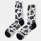 黒と白の猫のパターンのおもしろ靴下 ソックス (左)