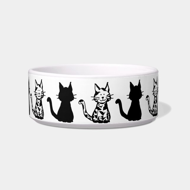 黒と白の猫のパターンのスモール ボウル (右)