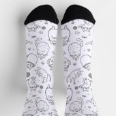 黒と白の猫のパターンソックスがおもしろい ソックス (上部)