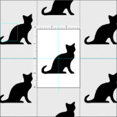 黒と白の猫のパターンデザインの生地 ファブリック (タイル)