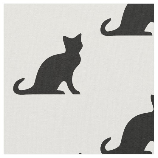 黒と白の猫のパターンデザインの生地 ファブリック (クローズアップ)