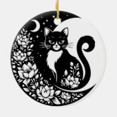 黒と白の猫の月 窓用サンキャッチャー セラミックオーナメント (裏面)